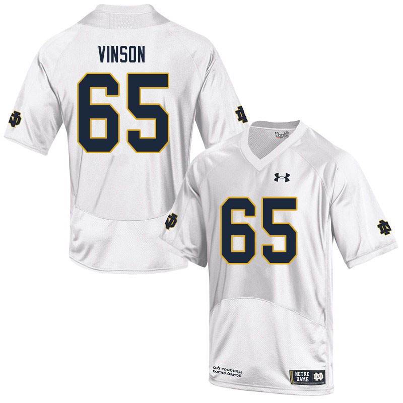 Men #65 Michael Vinson Notre Dame Fighting Irish College Football Jerseys Sale-White